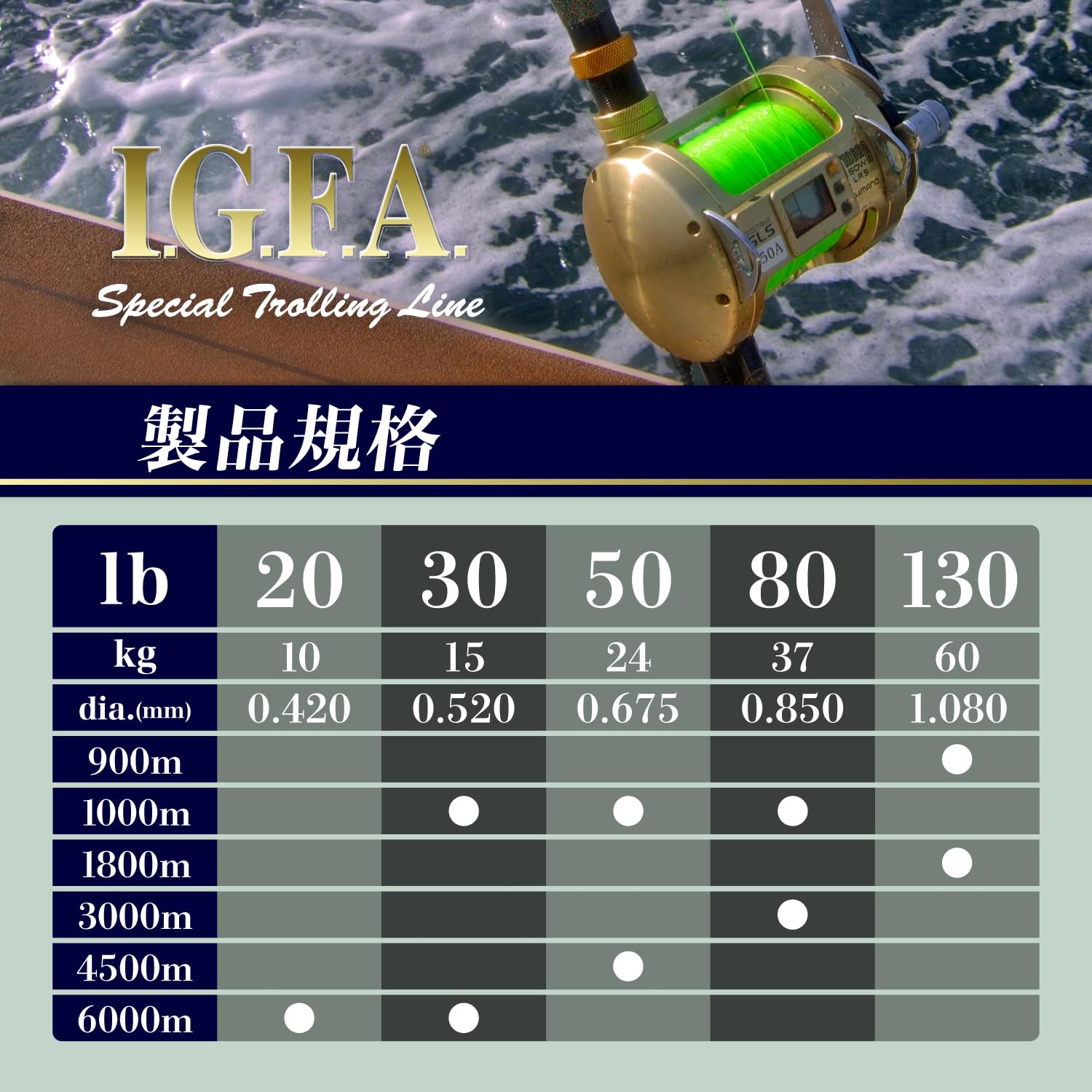 バリバス I.G.F.A. スペシャルトローリングライン 3000m 80Lb